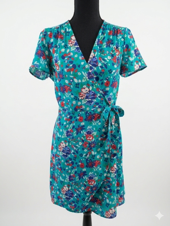 J. Crew Dresses & Skirts - J. Crew Teal Floral Wrap Mini Dress